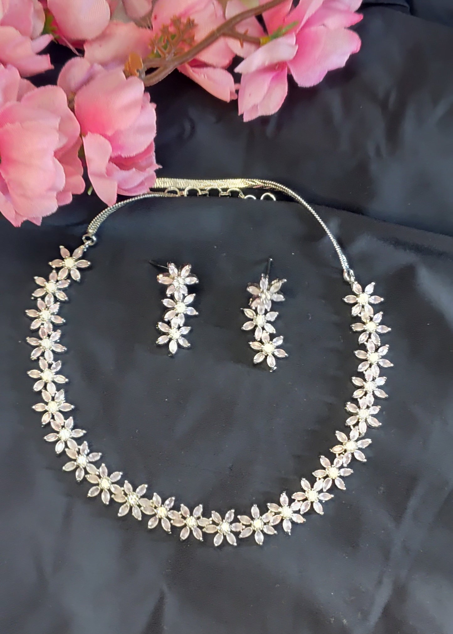 Pastel Pink AD Necklace Set