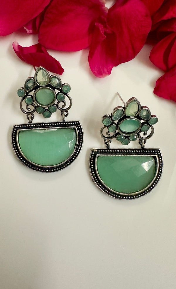 Pastel Green Monalisa Stone Earrings