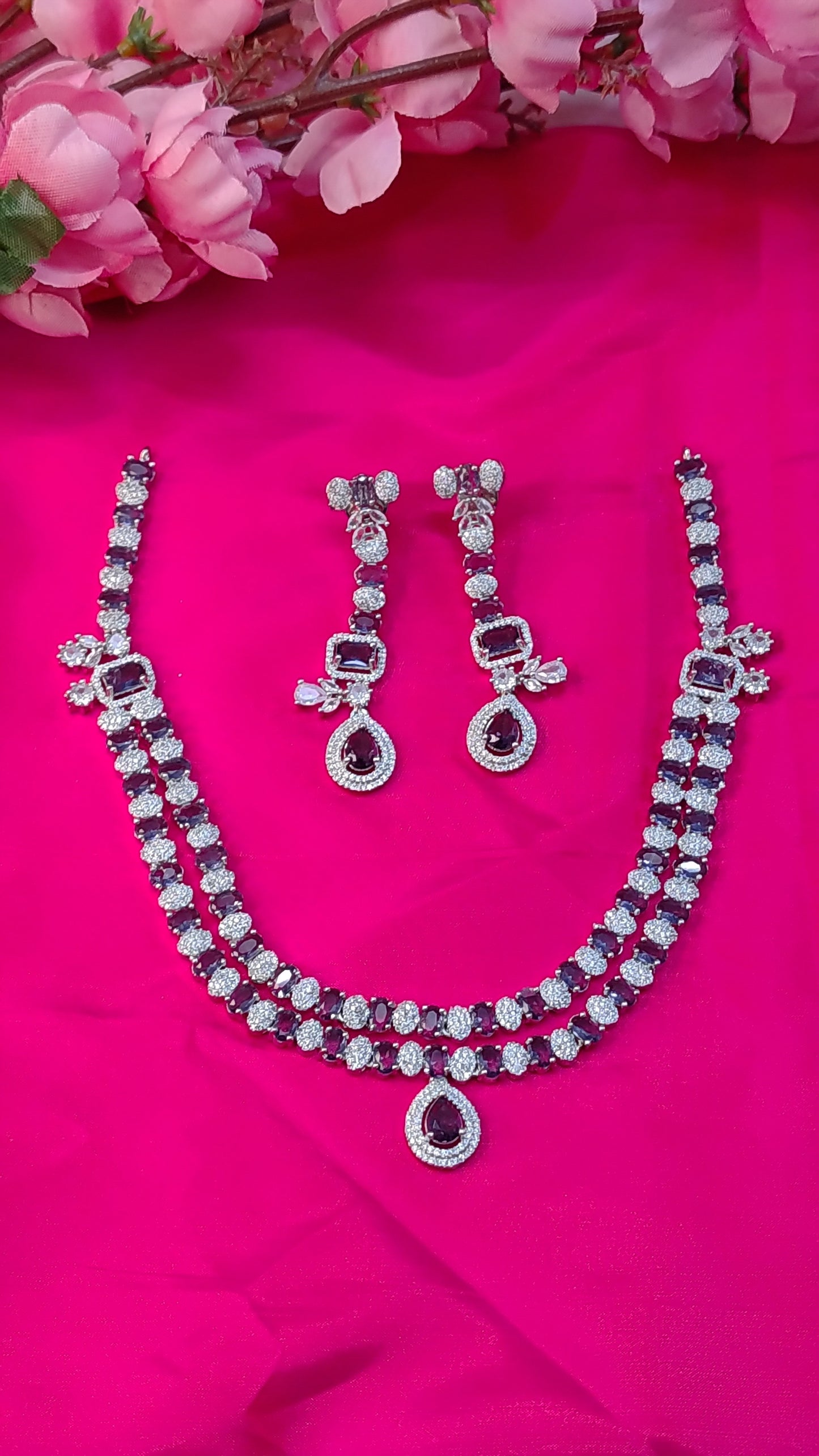Purple and White AD Jewelry Set