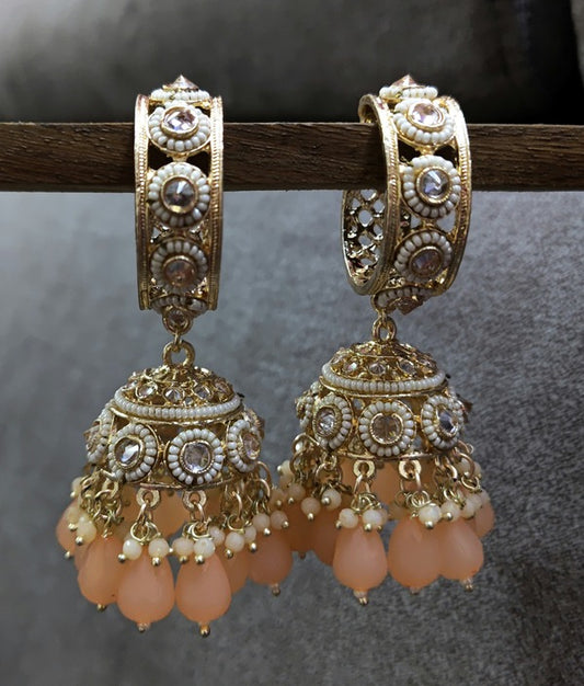 Peach Orange Jhumka Earrings