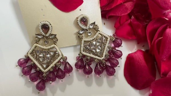 Pink Kundan Earrings