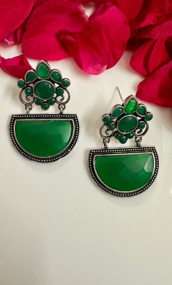 Green Monalisa Stone Earrings