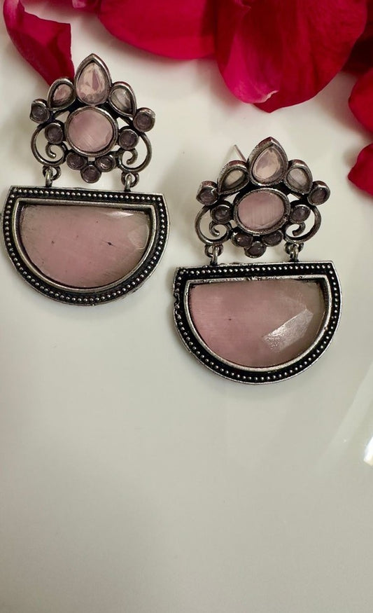 Pastel Pink Monalisa Stone Earrings
